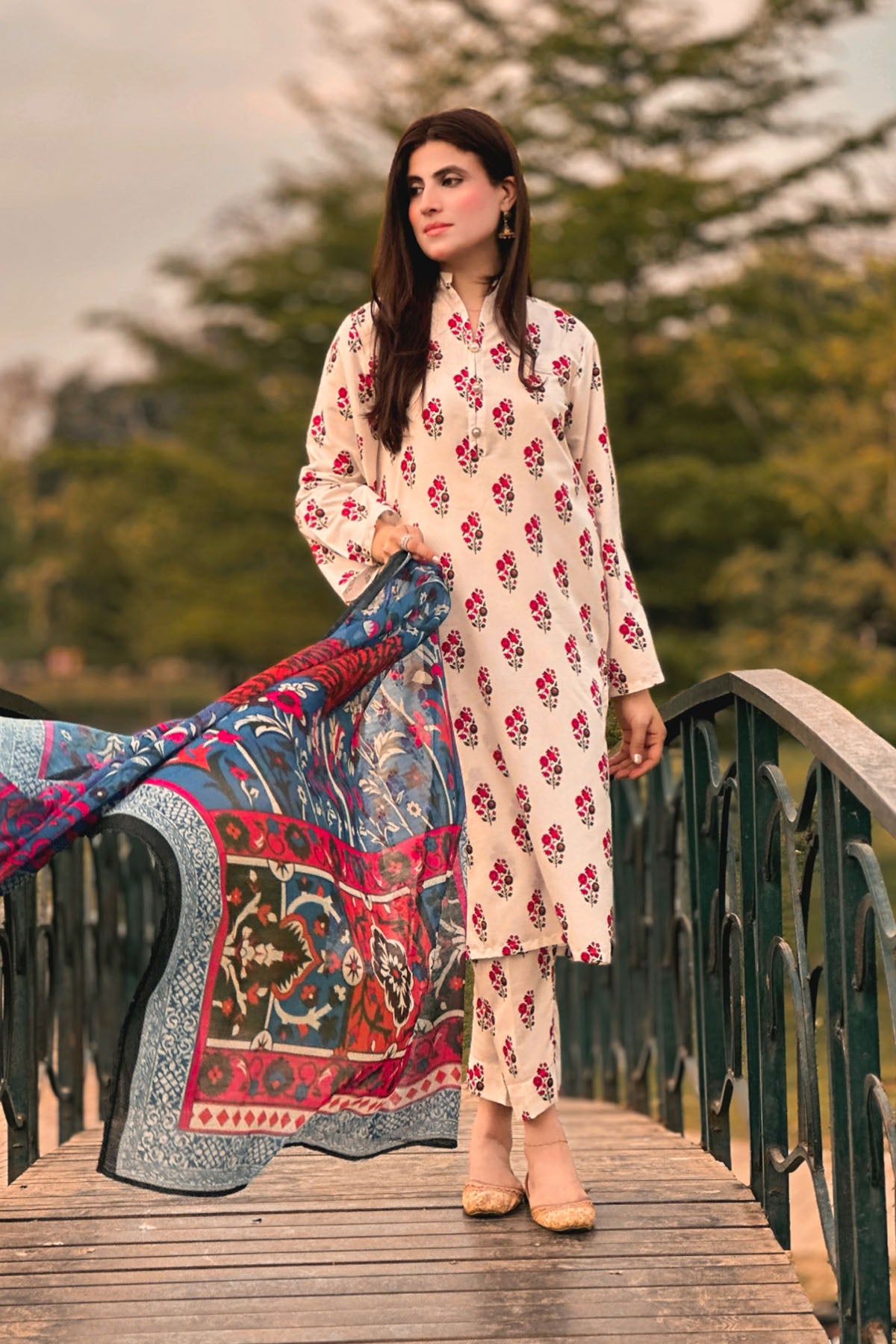 3 Piece Cambric Suit-Printed