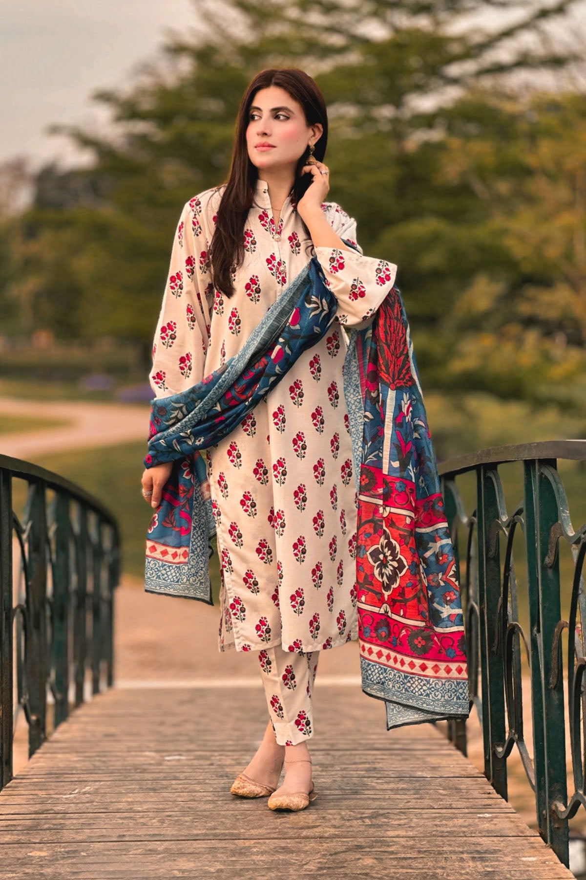 3 Piece Cambric Suit-Printed