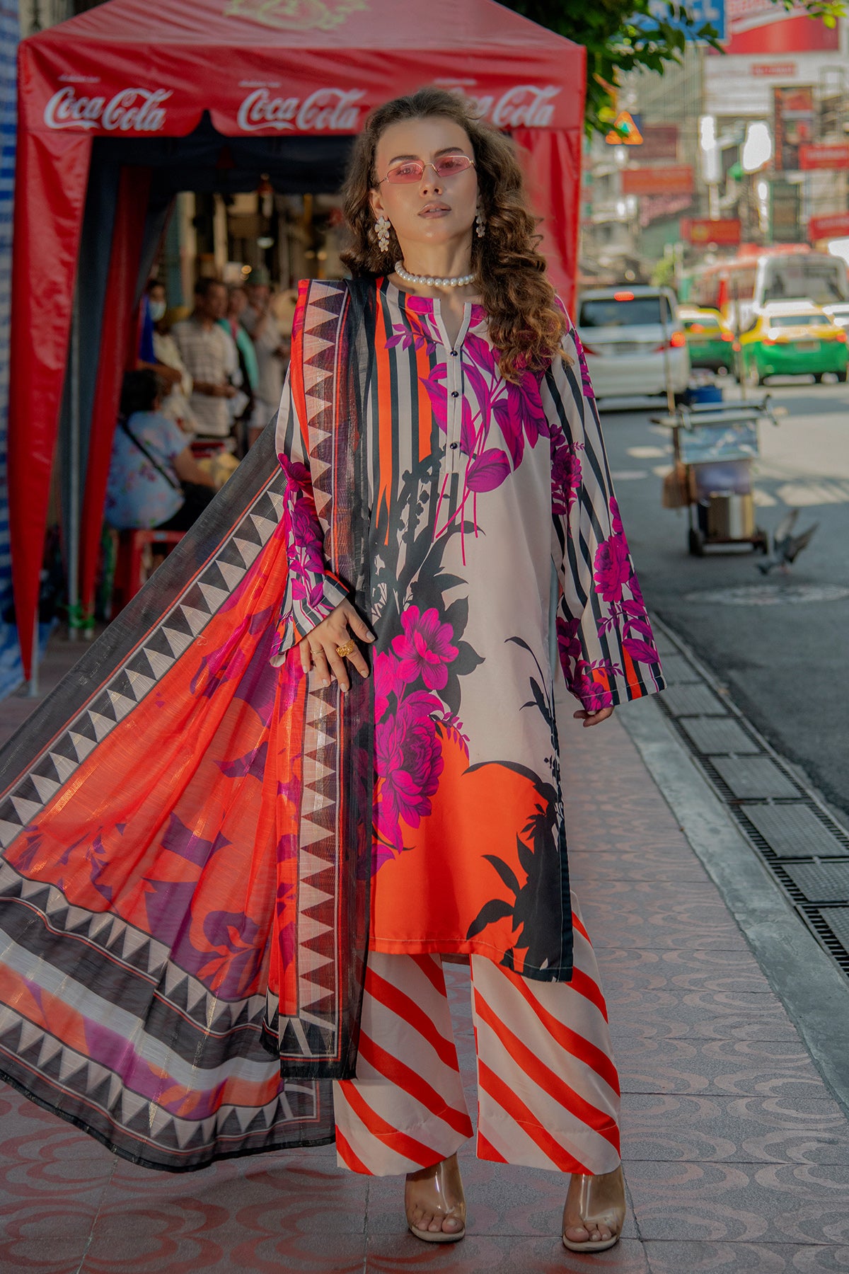 3 Piece Cambric Suit-Printed