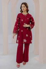 2Pc - Embroidered Solid Dress