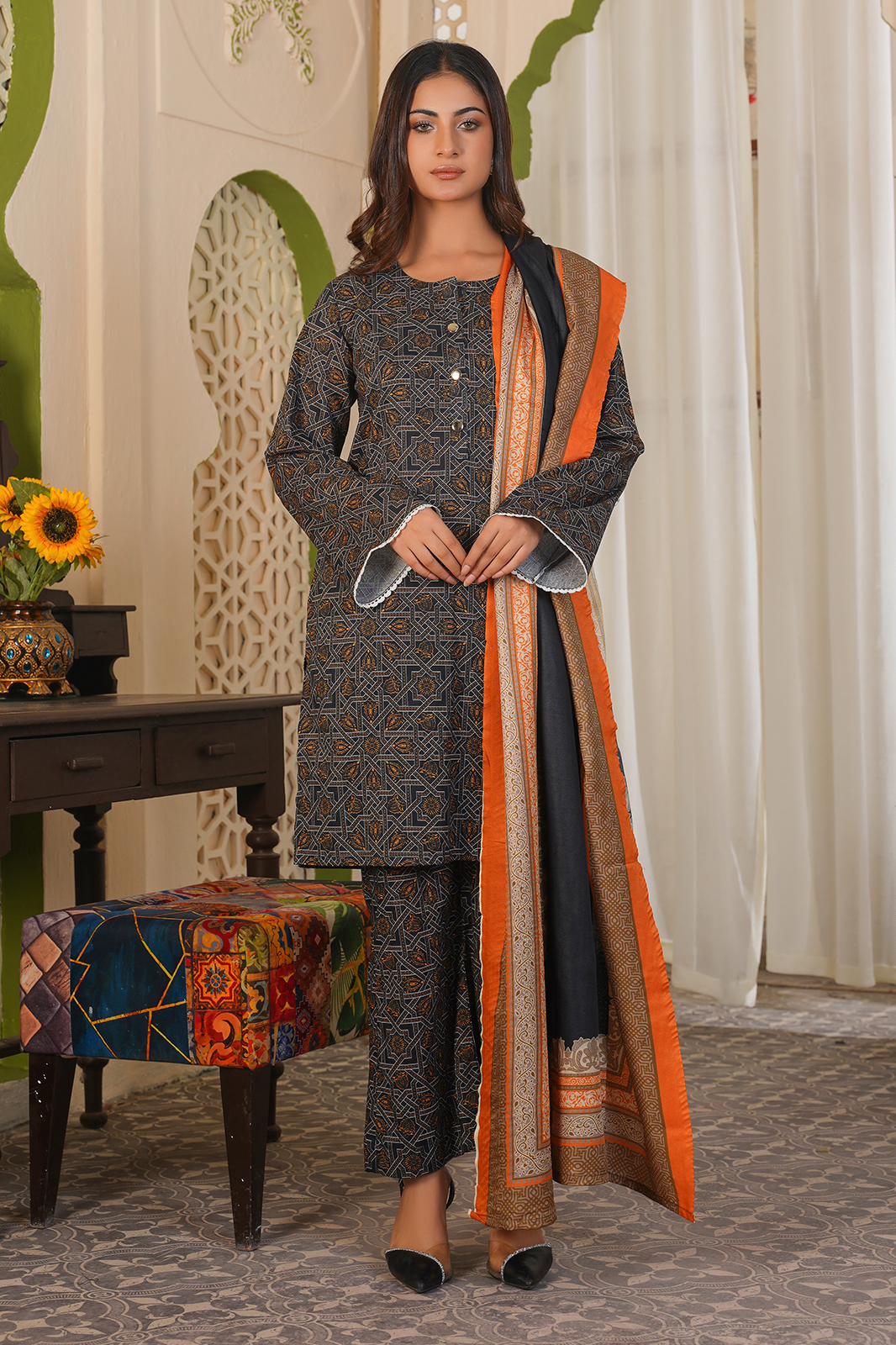 3 Piece Khaddar Suit-Printed