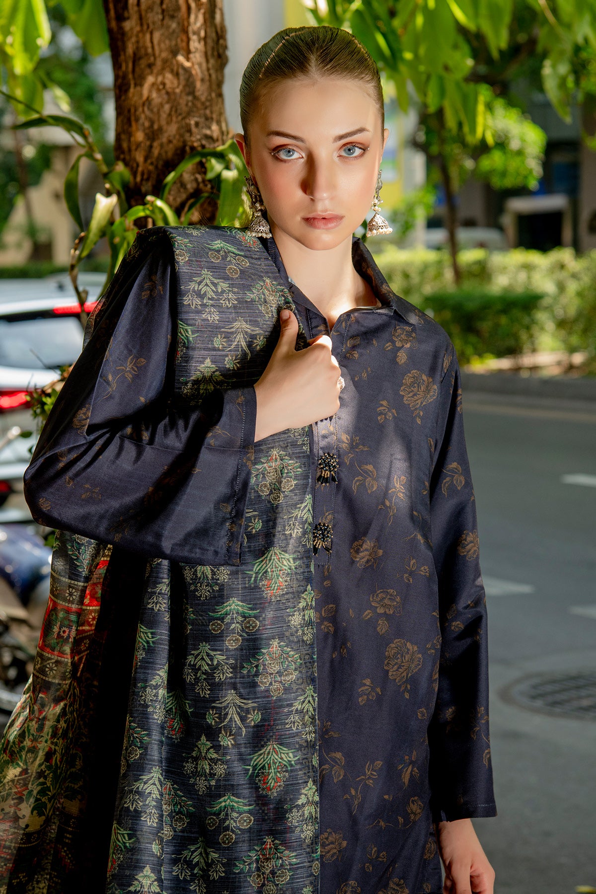 3 Piece Cambric Suit-Printed