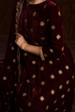 3 Piece - Embroidered Velvet Suit