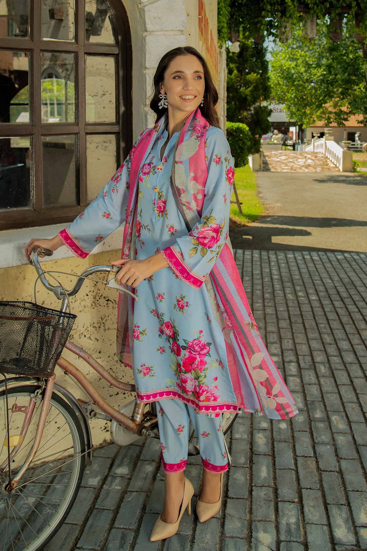 3 Piece Cambric Suit-Printed