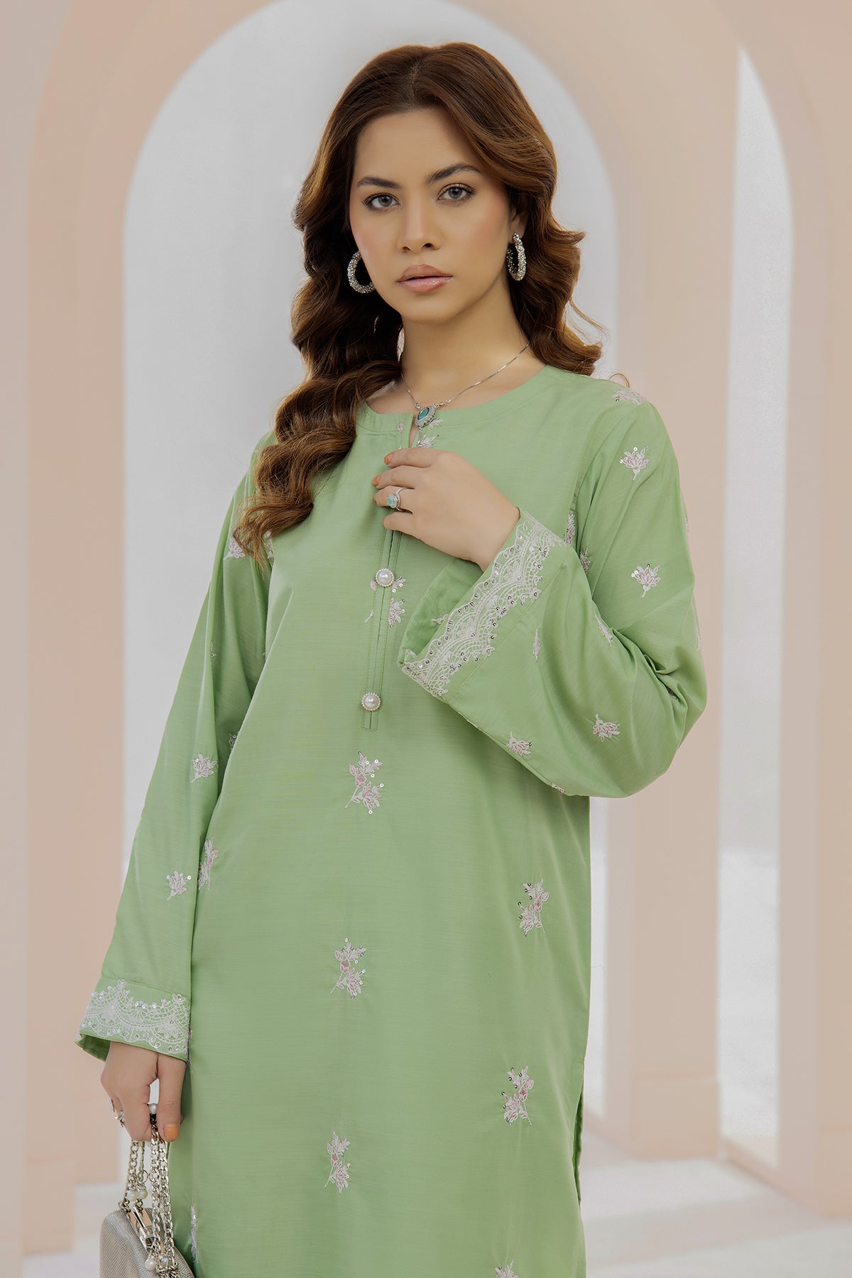 2 Piece Raw Silk Suit-Embroidered (Pret)
