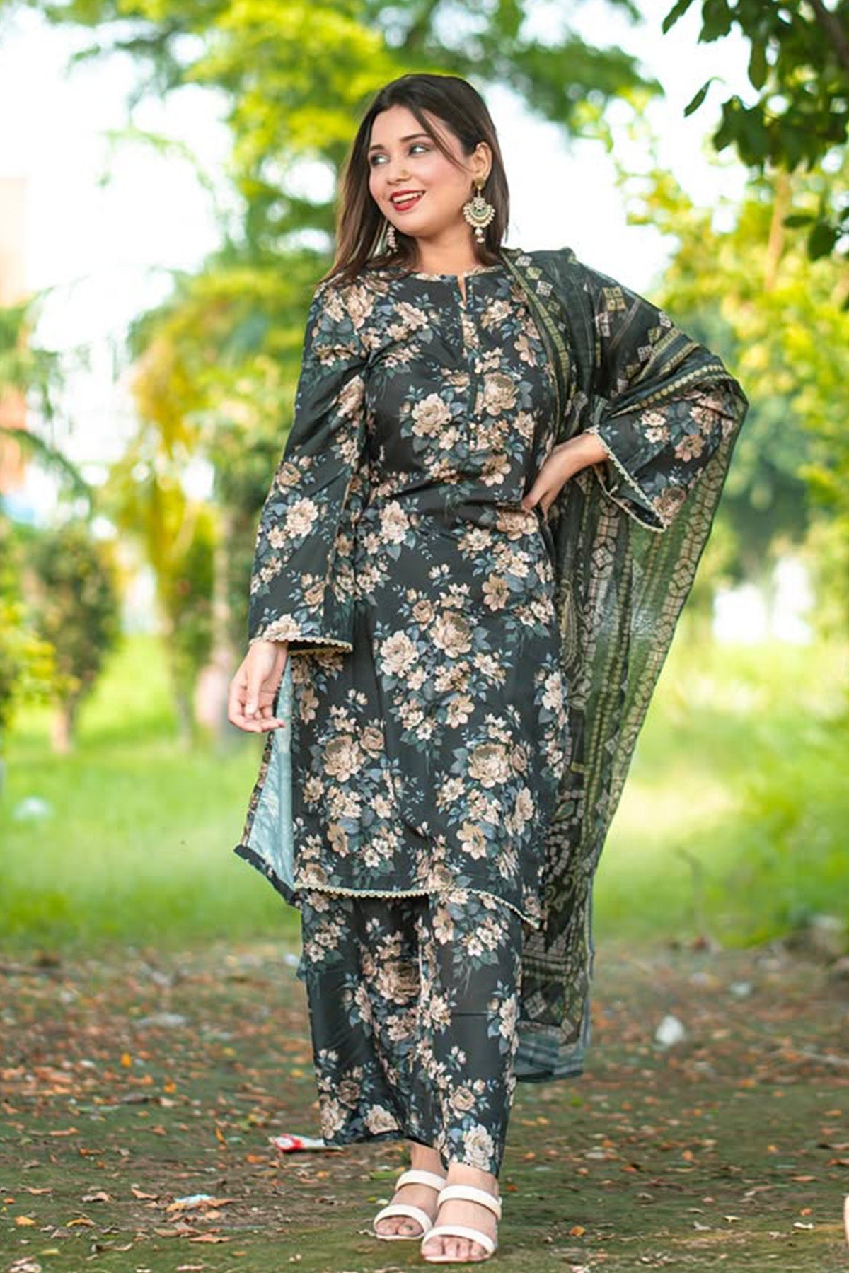 3 Piece Cambric Suit-Printed