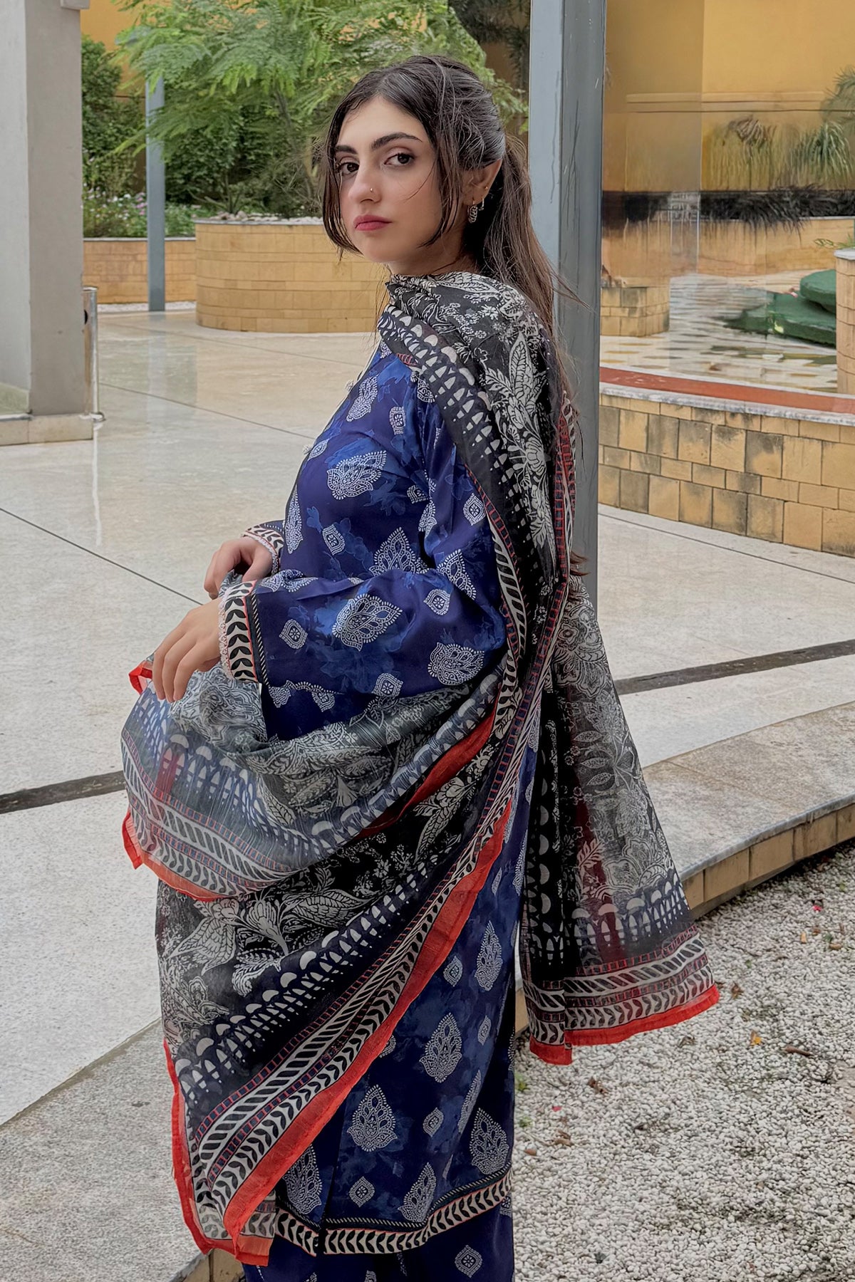 3 Piece Cambric Suit-Printed