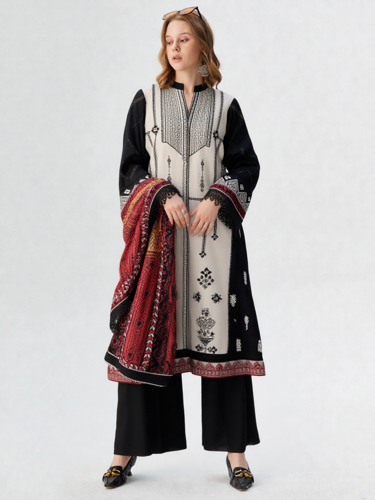 3 Piece Khaddar Suit-Printed