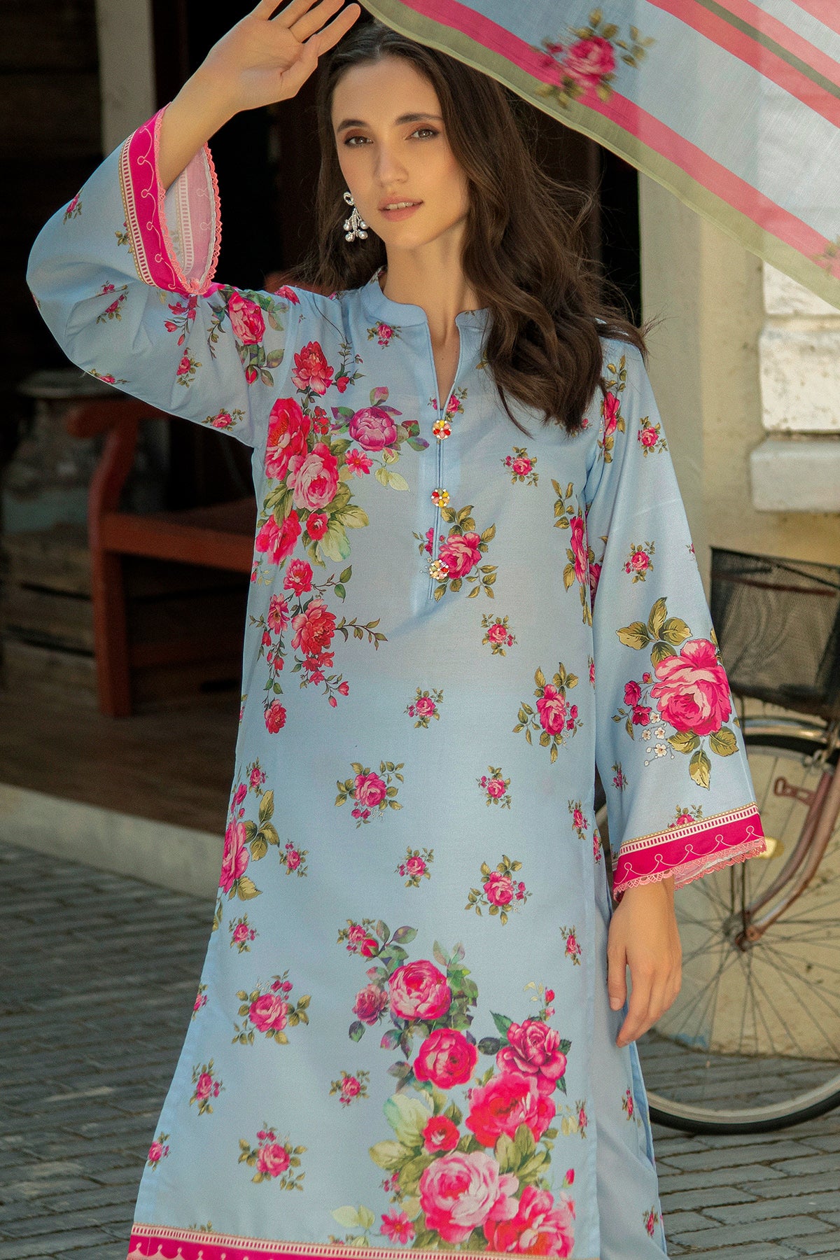 3 Piece Cambric Suit-Printed