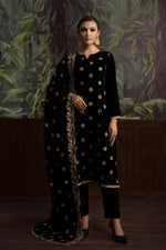 3 Piece - Embroidered Velvet Suit