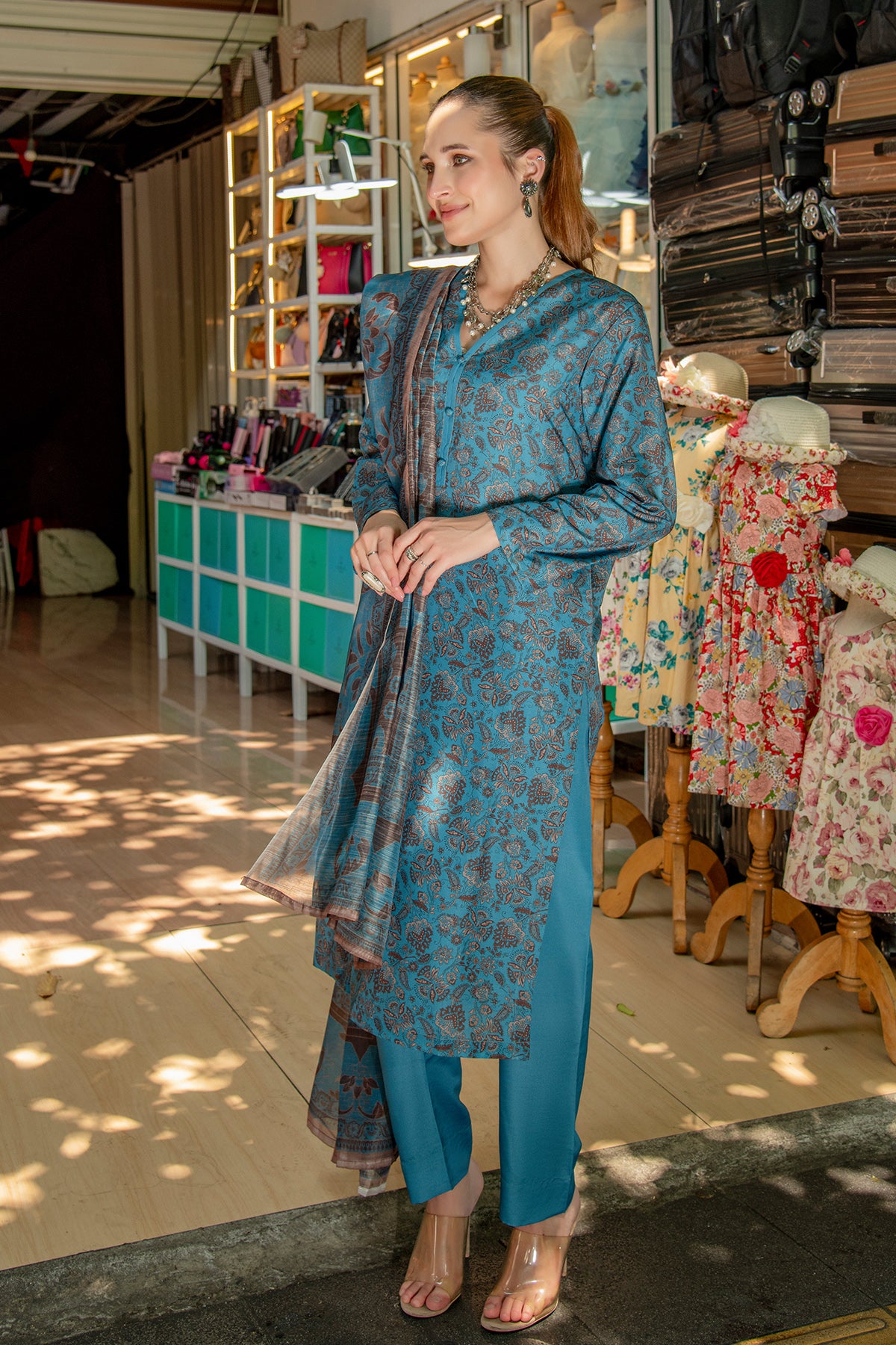 3 Piece Cambric Suit-Printed