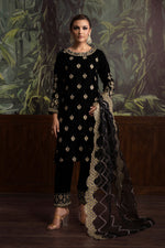 3 Piece - Embroidered Velvet Suit