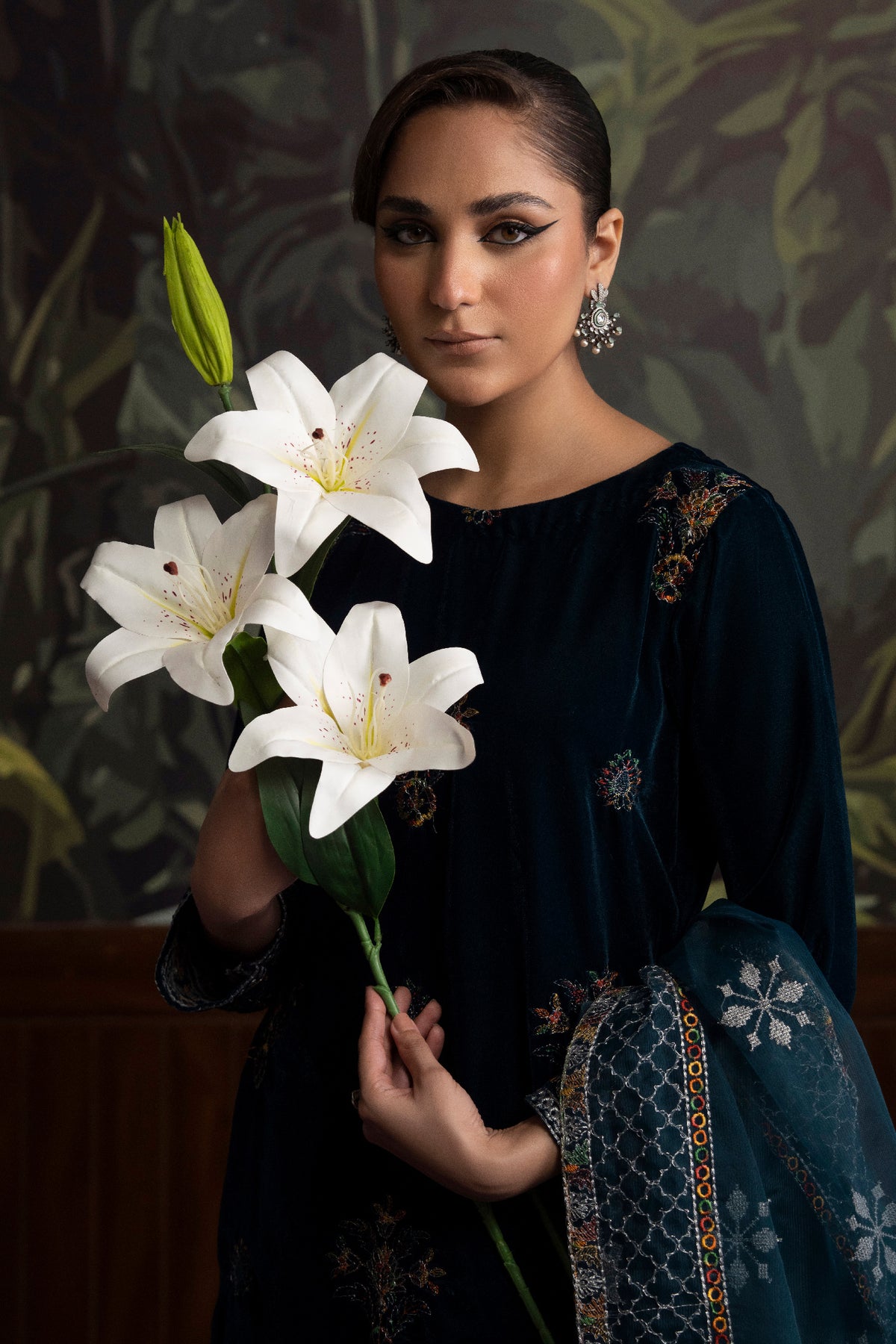 3 Piece - Embroidered Velvet Suit