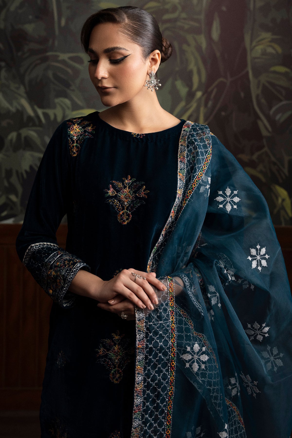 3 Piece - Embroidered Velvet Suit