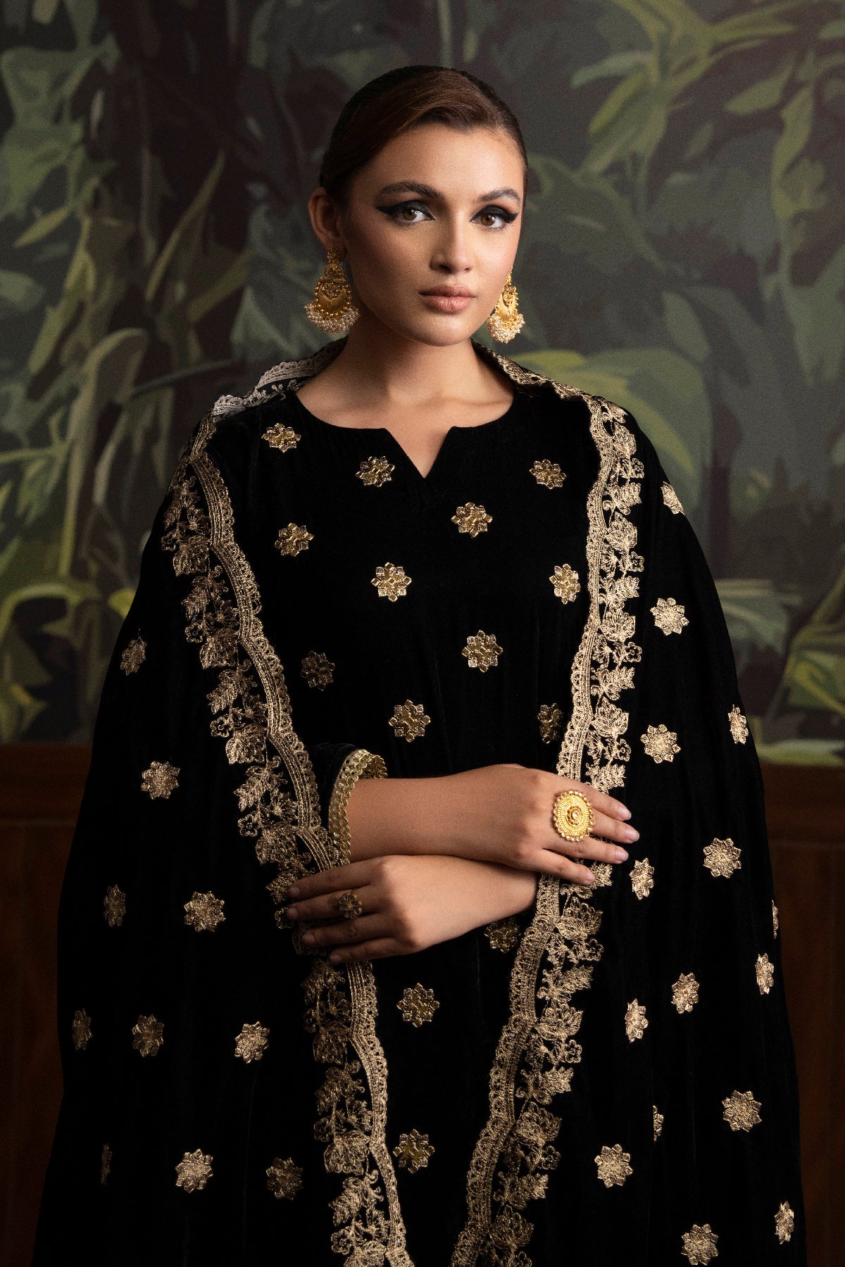 3 Piece - Embroidered Velvet Suit