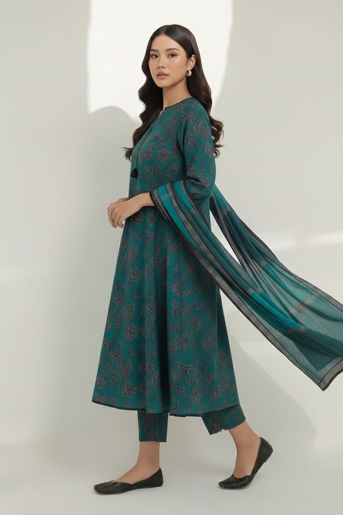 3 Piece Khaddar Suit-Printed