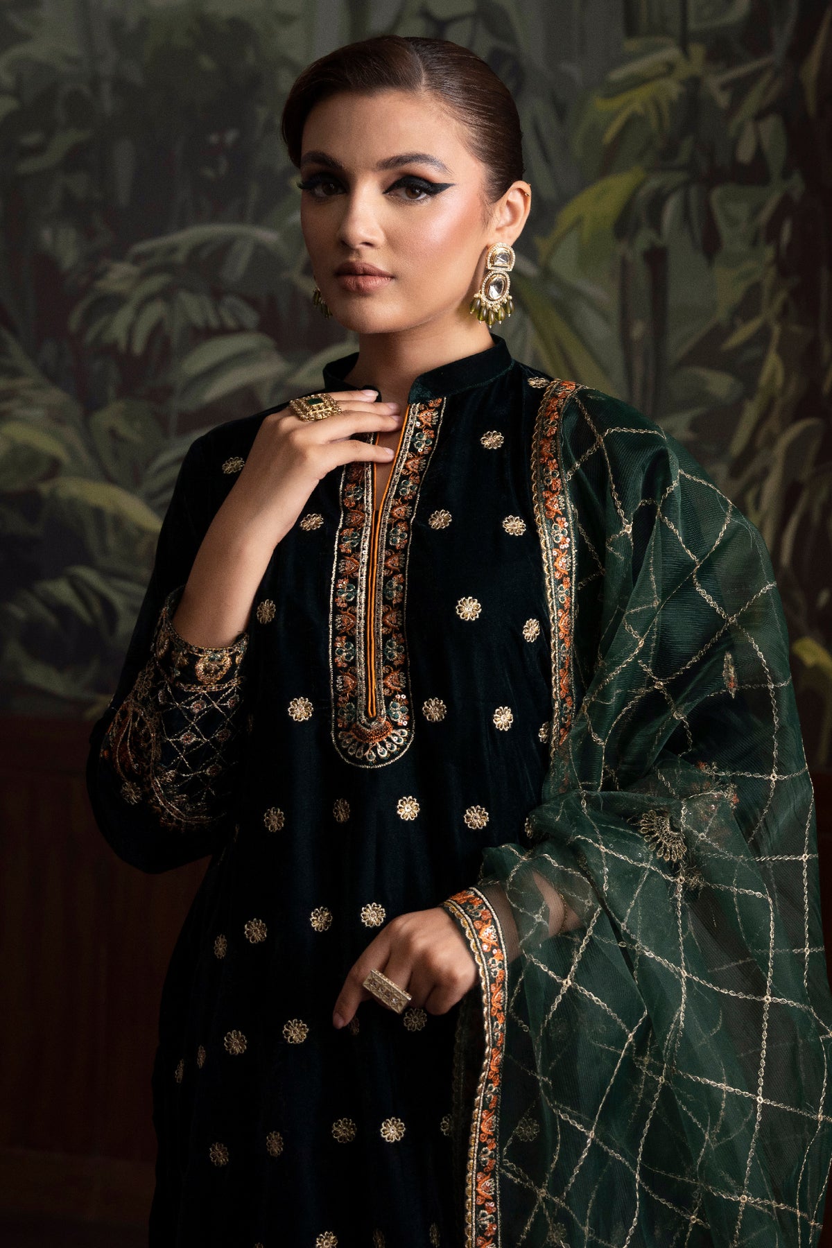 3 Piece - Embroidered Velvet Suit