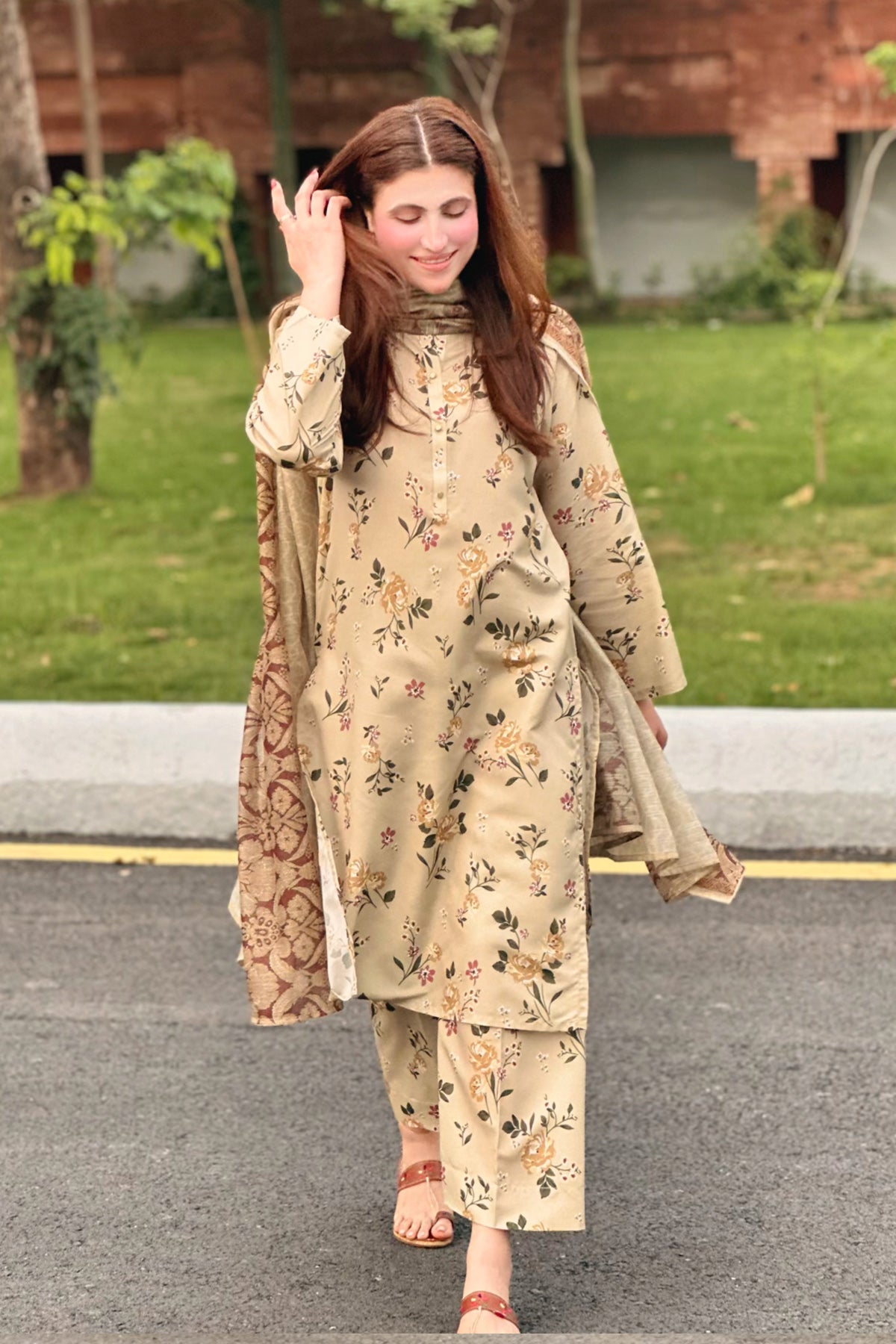 3 Piece Cambric Suit-Printed