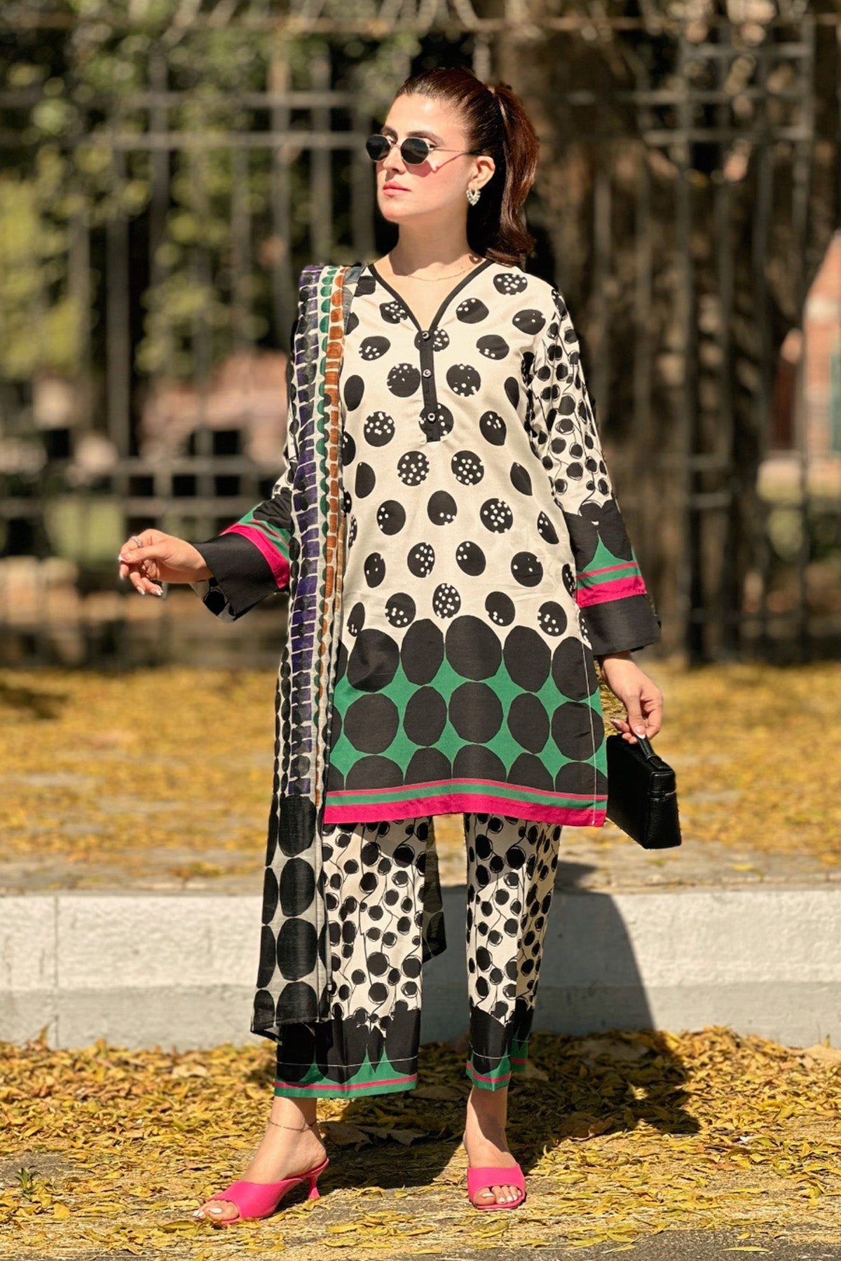 3 Piece Cambric Suit-Printed