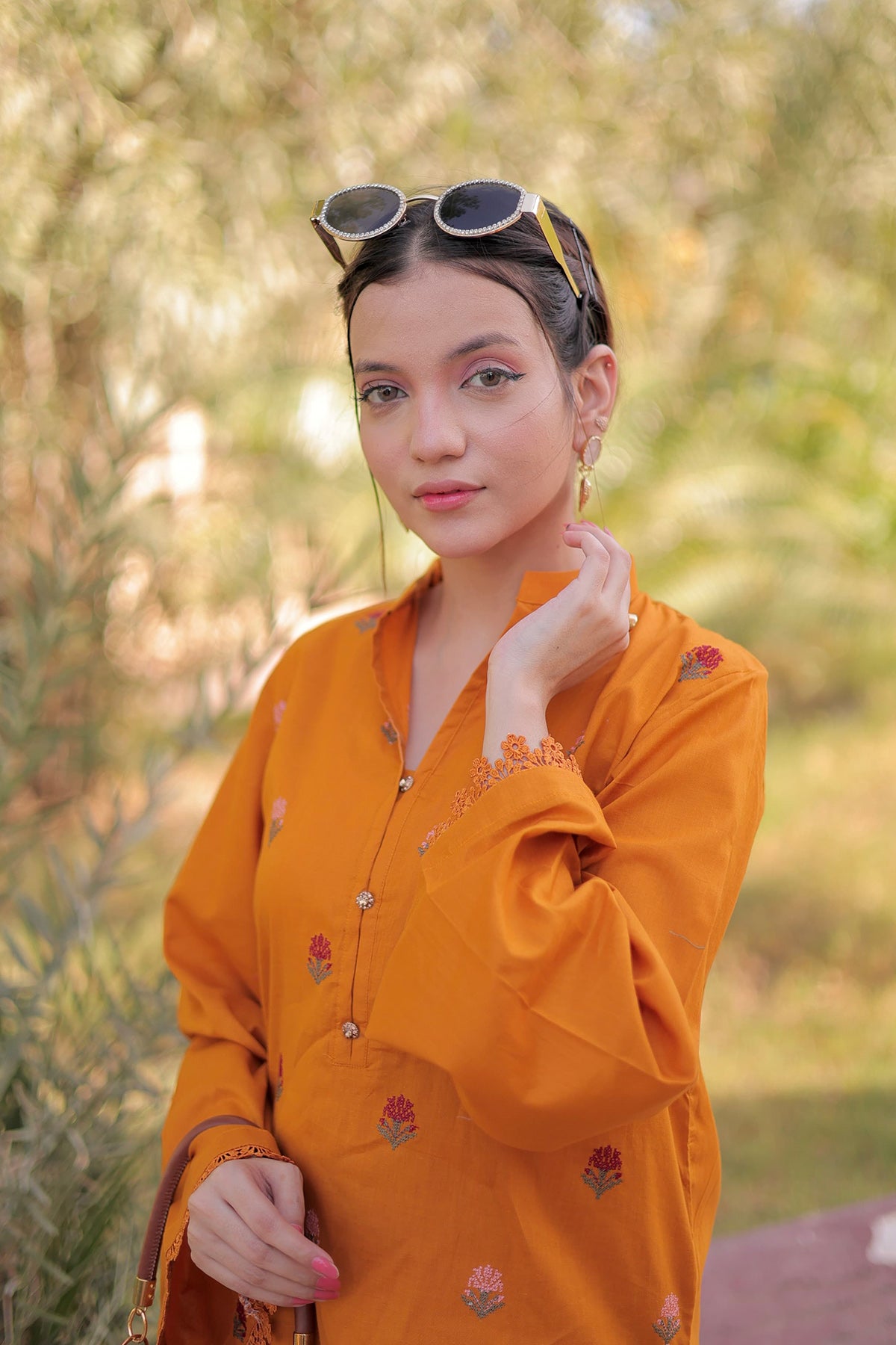 2Pc - Embroidered Solid Dress