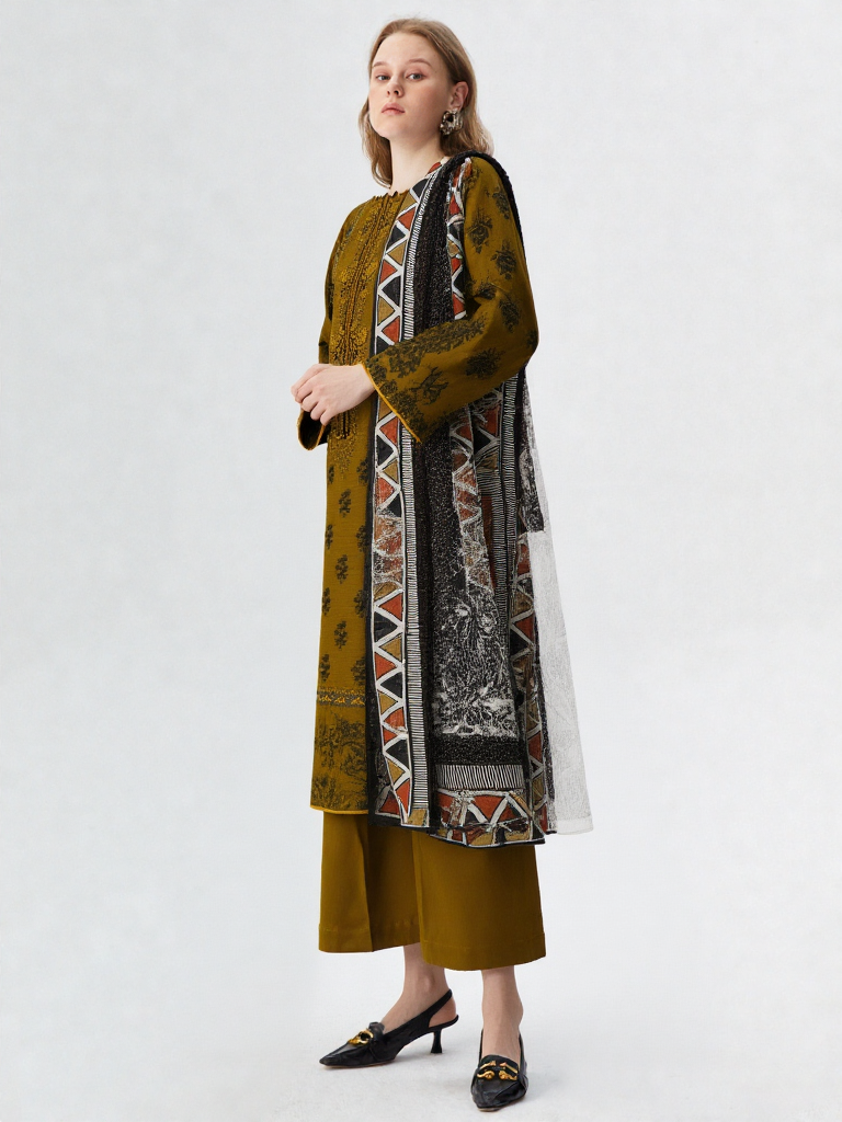 3 Piece Khaddar Suit-Printed
