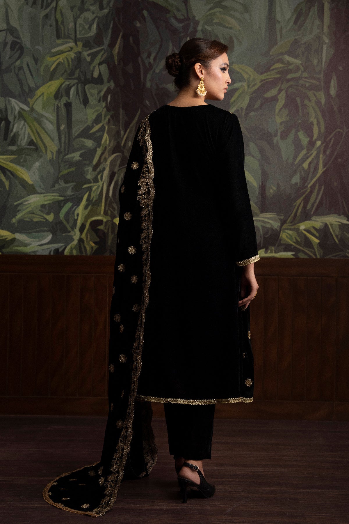 3 Piece - Embroidered Velvet Suit