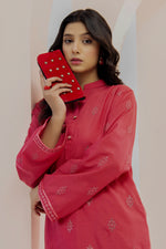 2 Piece Raw Silk Suit-Embroidered (Pret)