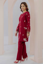 2Pc - Embroidered Solid Dress