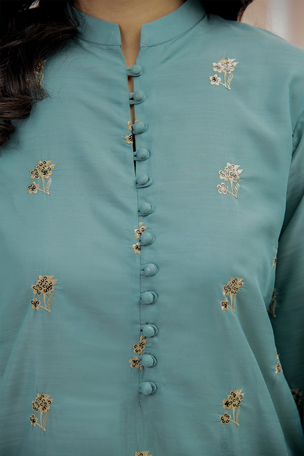 2 Piece Raw Silk Suit-Embroidered (Pret)