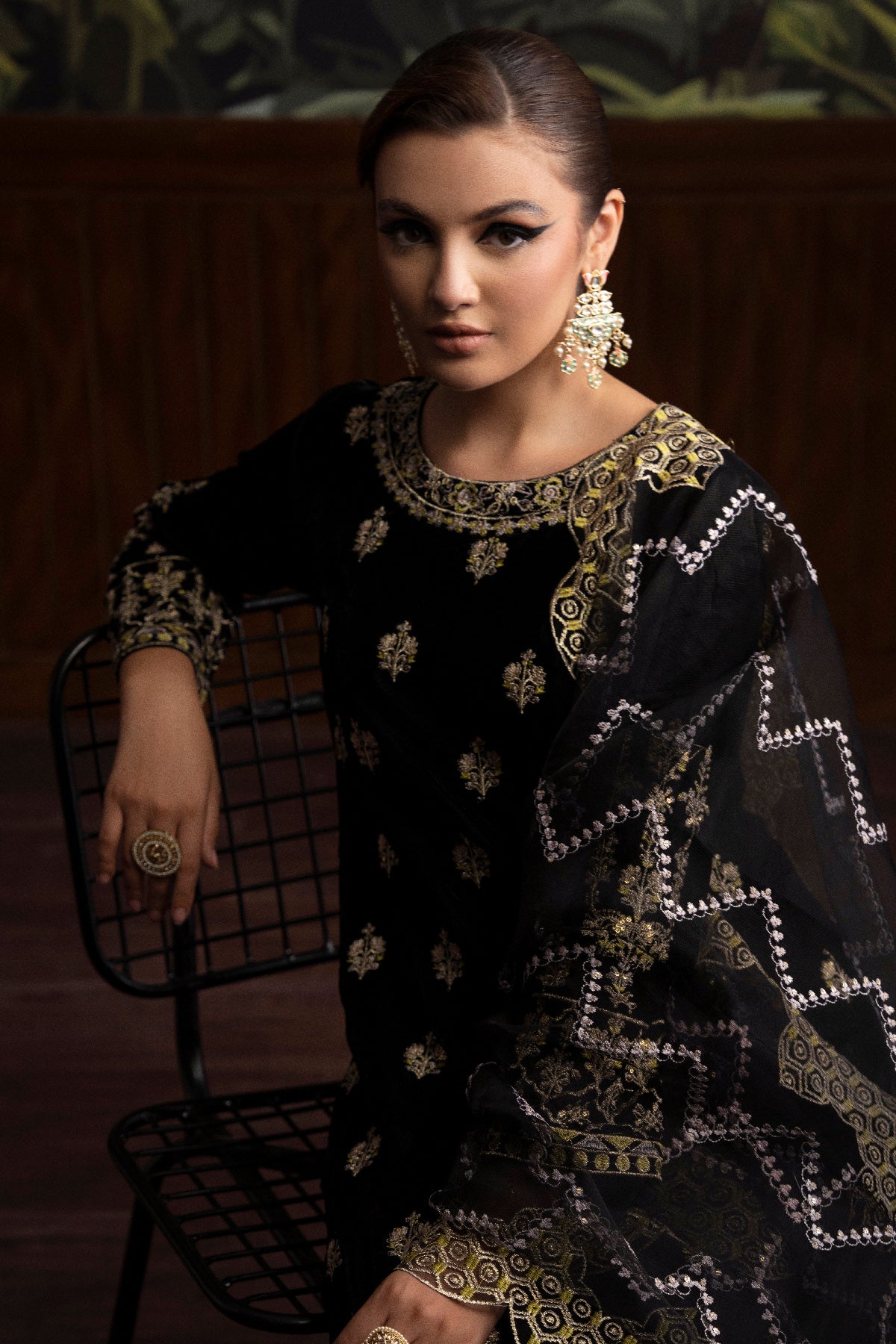 3 Piece - Embroidered Velvet Suit