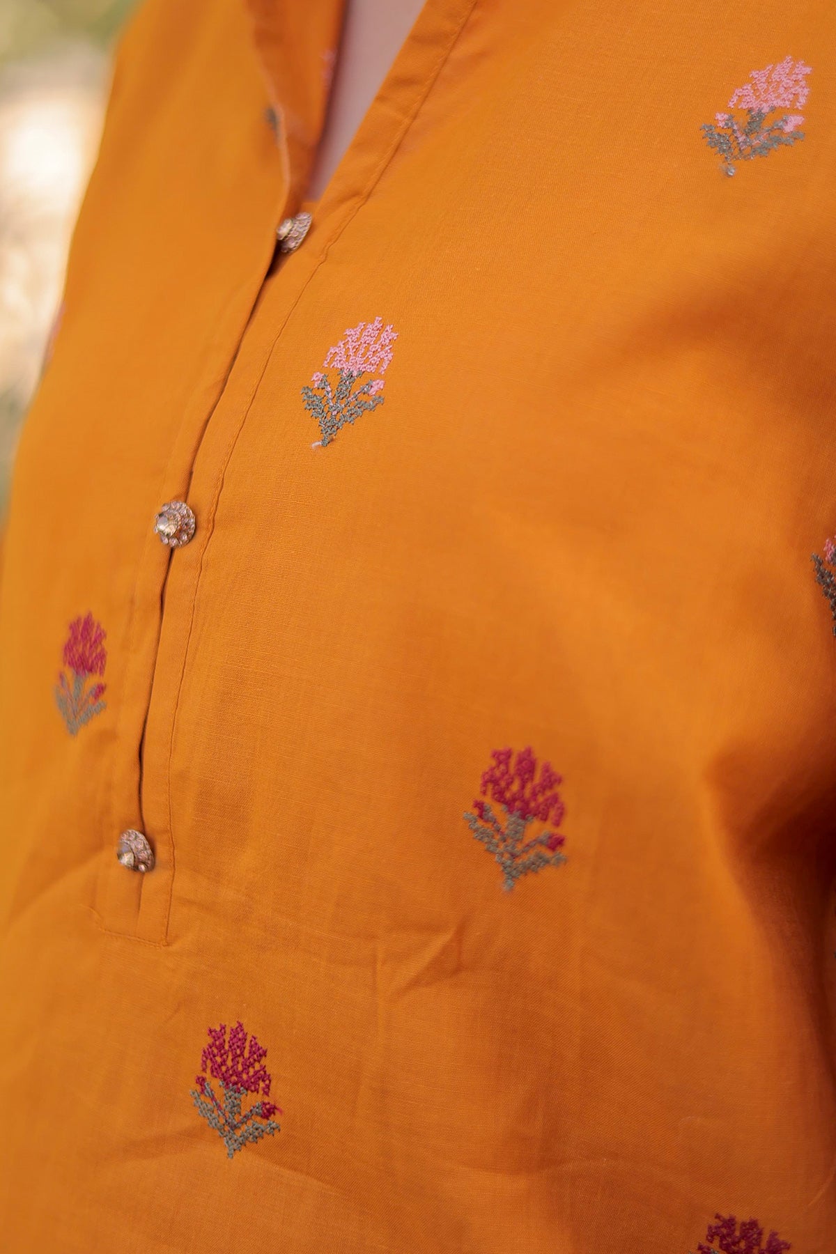 2Pc - Embroidered Solid Dress