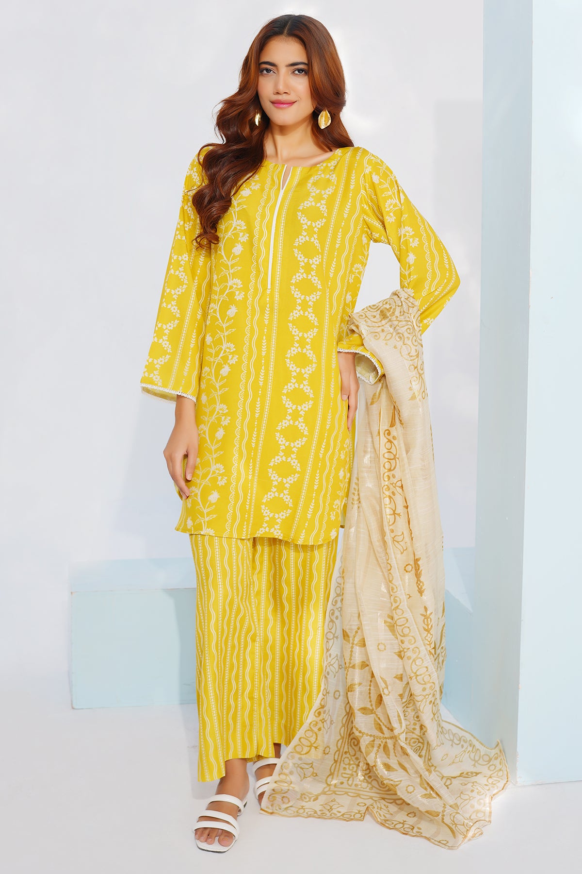 3 Piece Cambric Suit-Printed