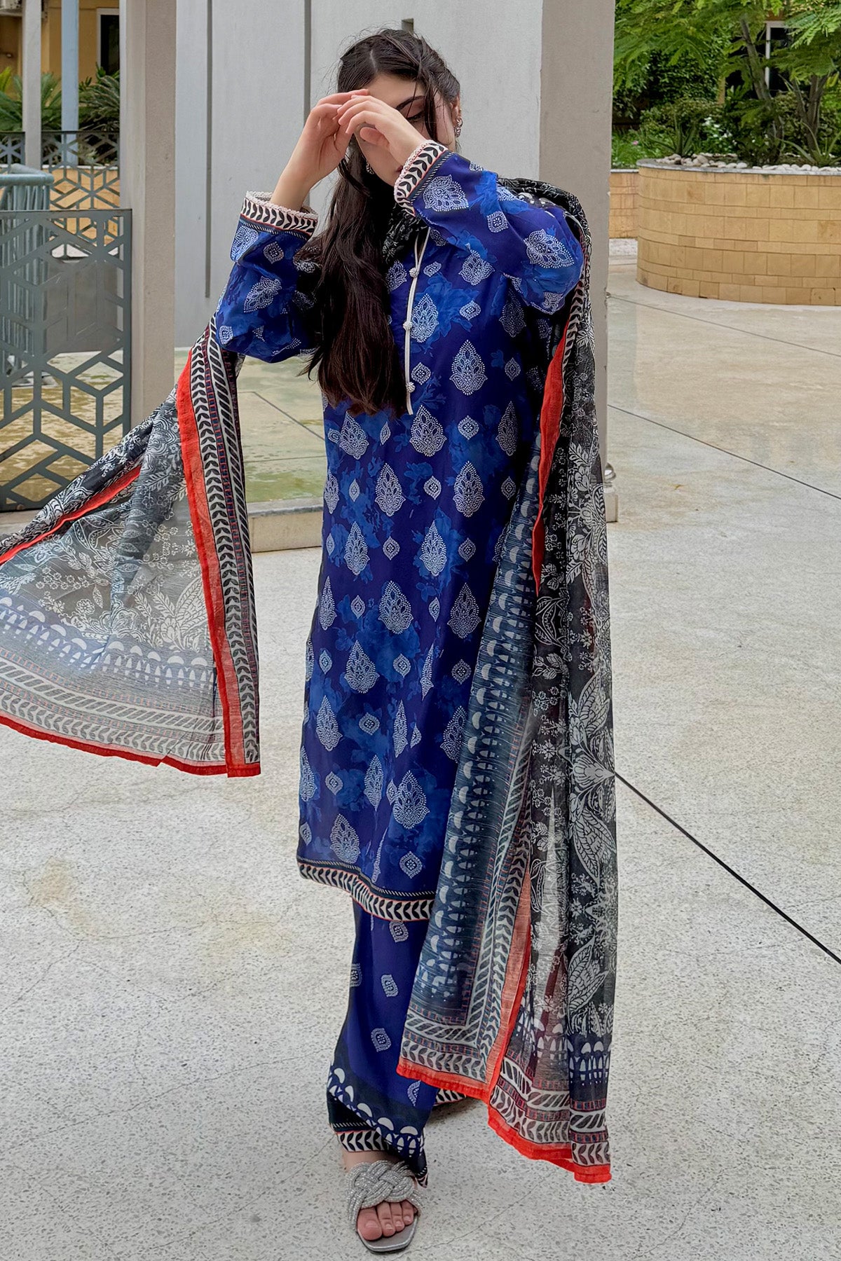 3 Piece Cambric Suit-Printed