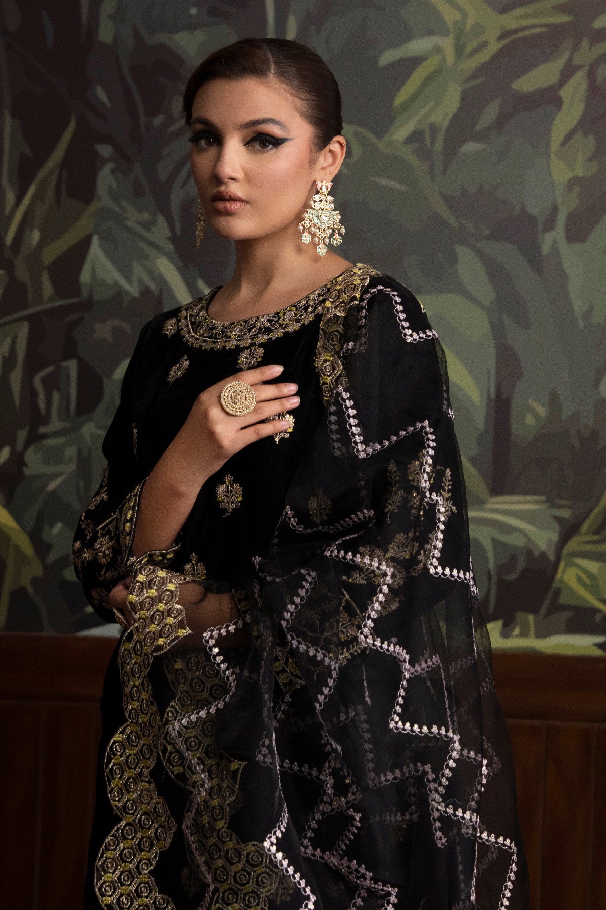 3 Piece - Embroidered Velvet Suit