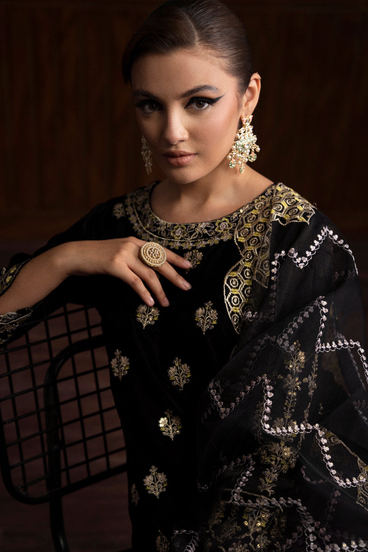 3 Piece - Embroidered Velvet Suit