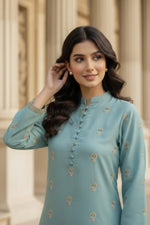 2 Piece Raw Silk Suit-Embroidered (Pret)