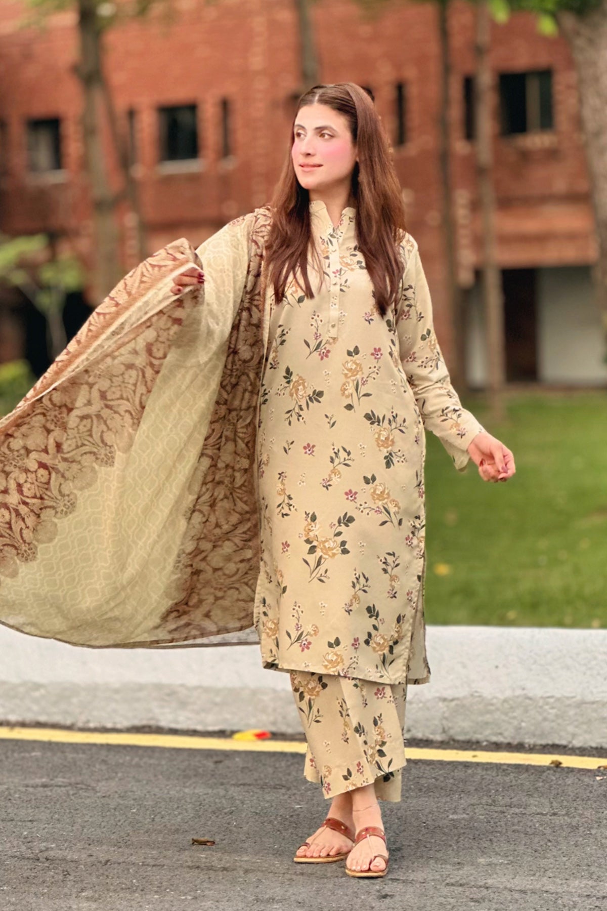 3 Piece Cambric Suit-Printed