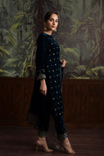 3 Piece - Embroidered Velvet Suit