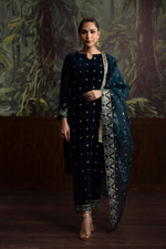 3 Piece - Embroidered Velvet Suit