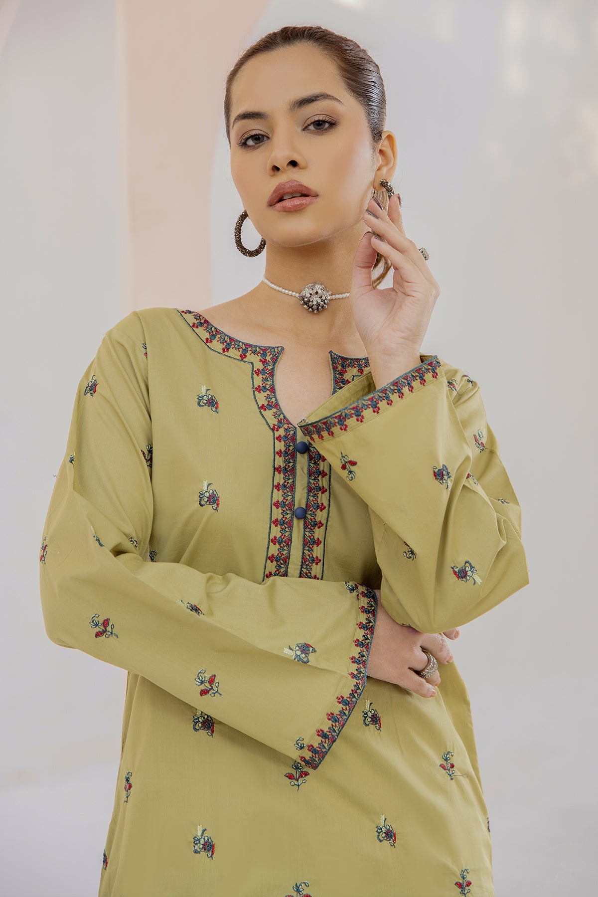 2 Piece Cotton Suit-Embroidered (Pret)