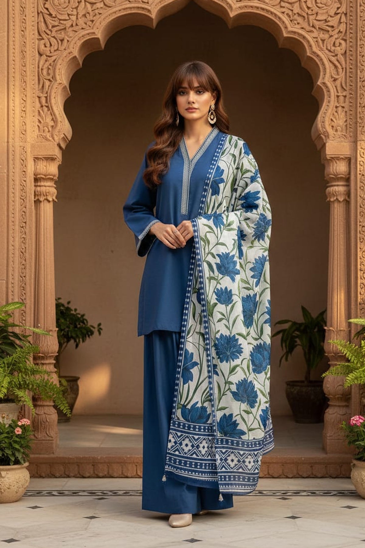 3Piece Lawn Embroidered Dress