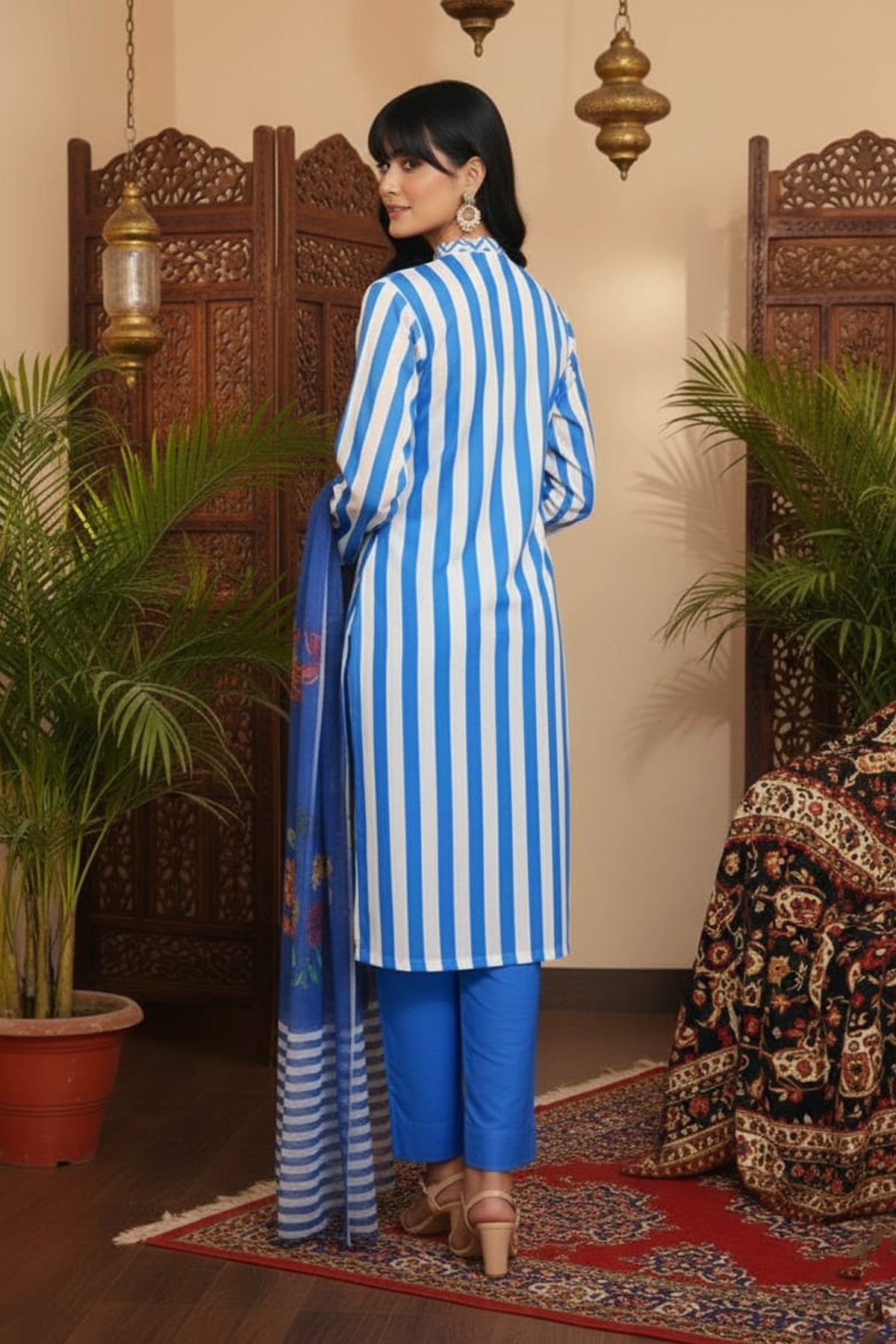 3 Piece Cambric Suit-Printed