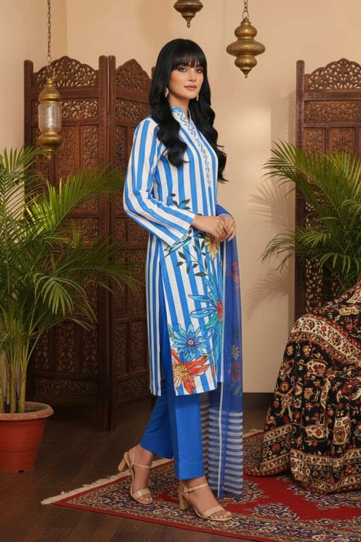 3 Piece Cambric Suit-Printed