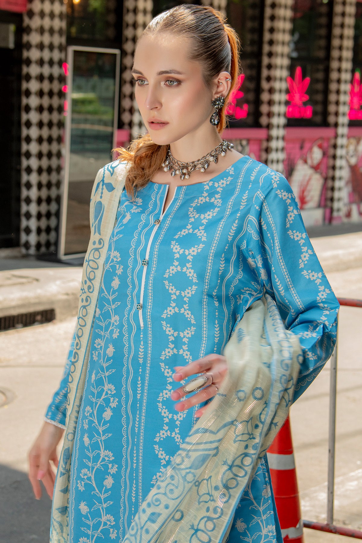 3 Piece Cambric Suit-Printed