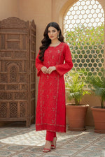2Pc - Embroidered Solid Dress