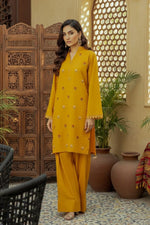 2Pc - Embroidered Solid Dress