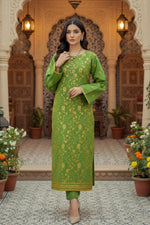 2Pc - Embroidered Solid Dress