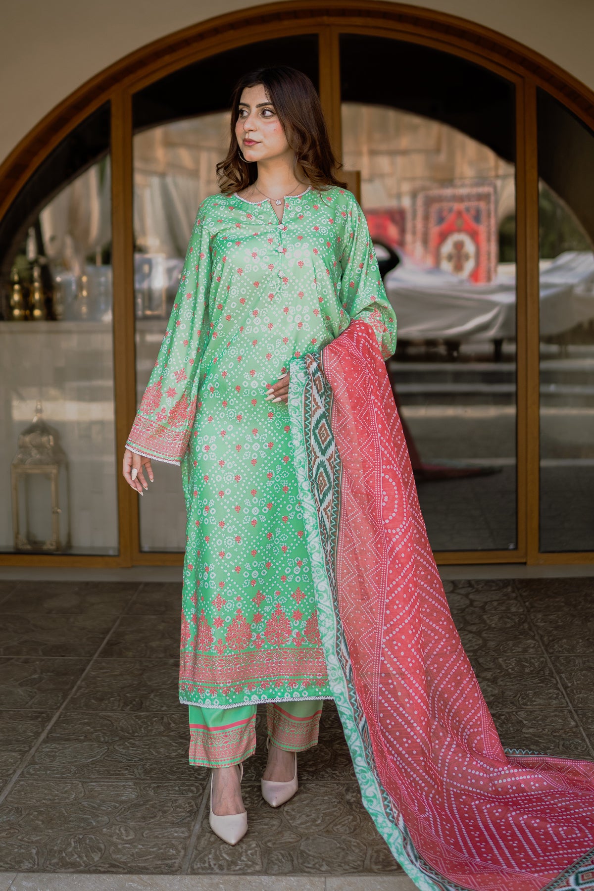 3 Piece Cambric Suit-Printed