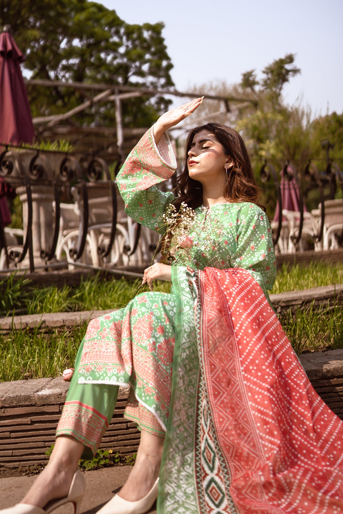 3 Piece Cambric Suit-Printed