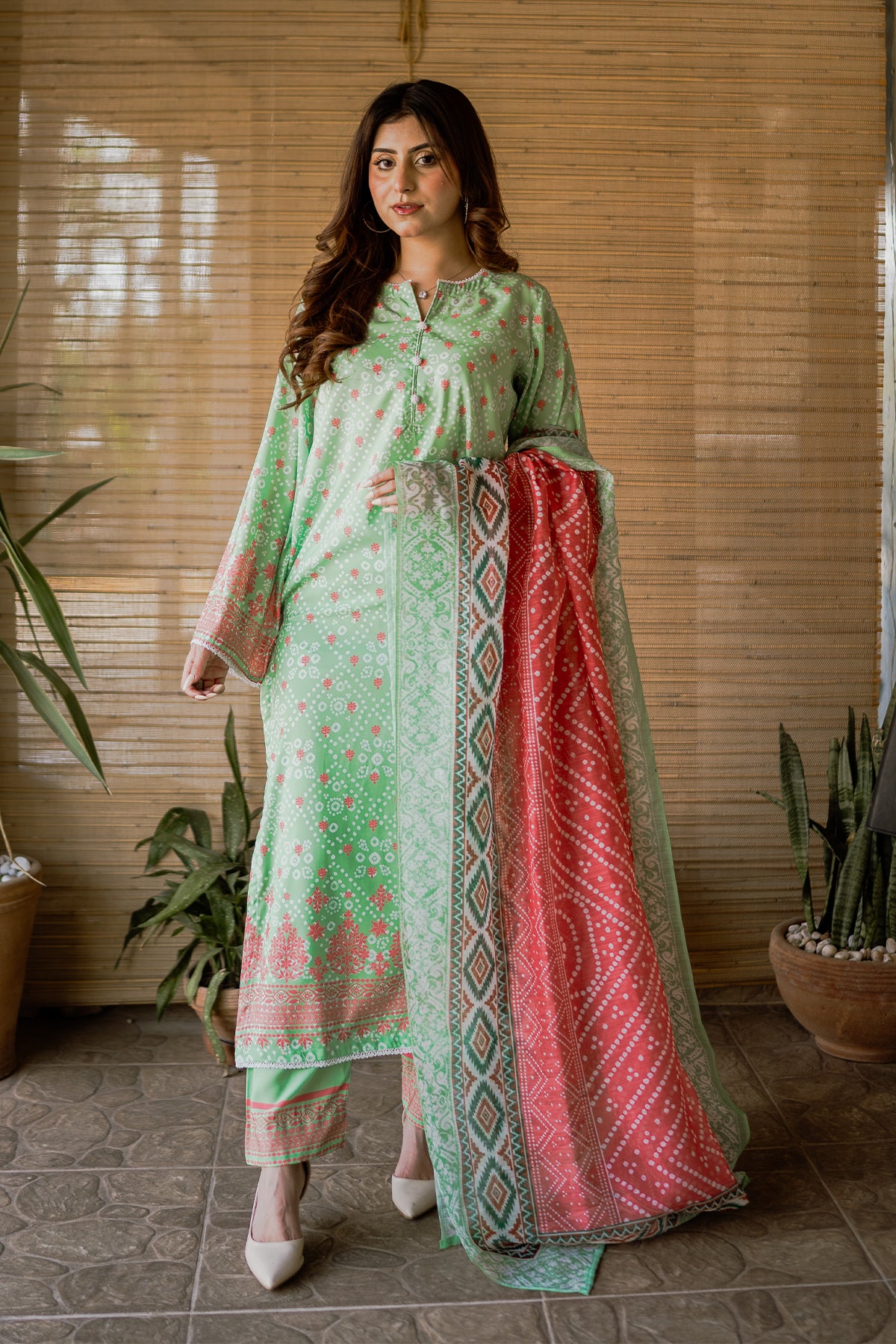 3 Piece Cambric Suit-Printed